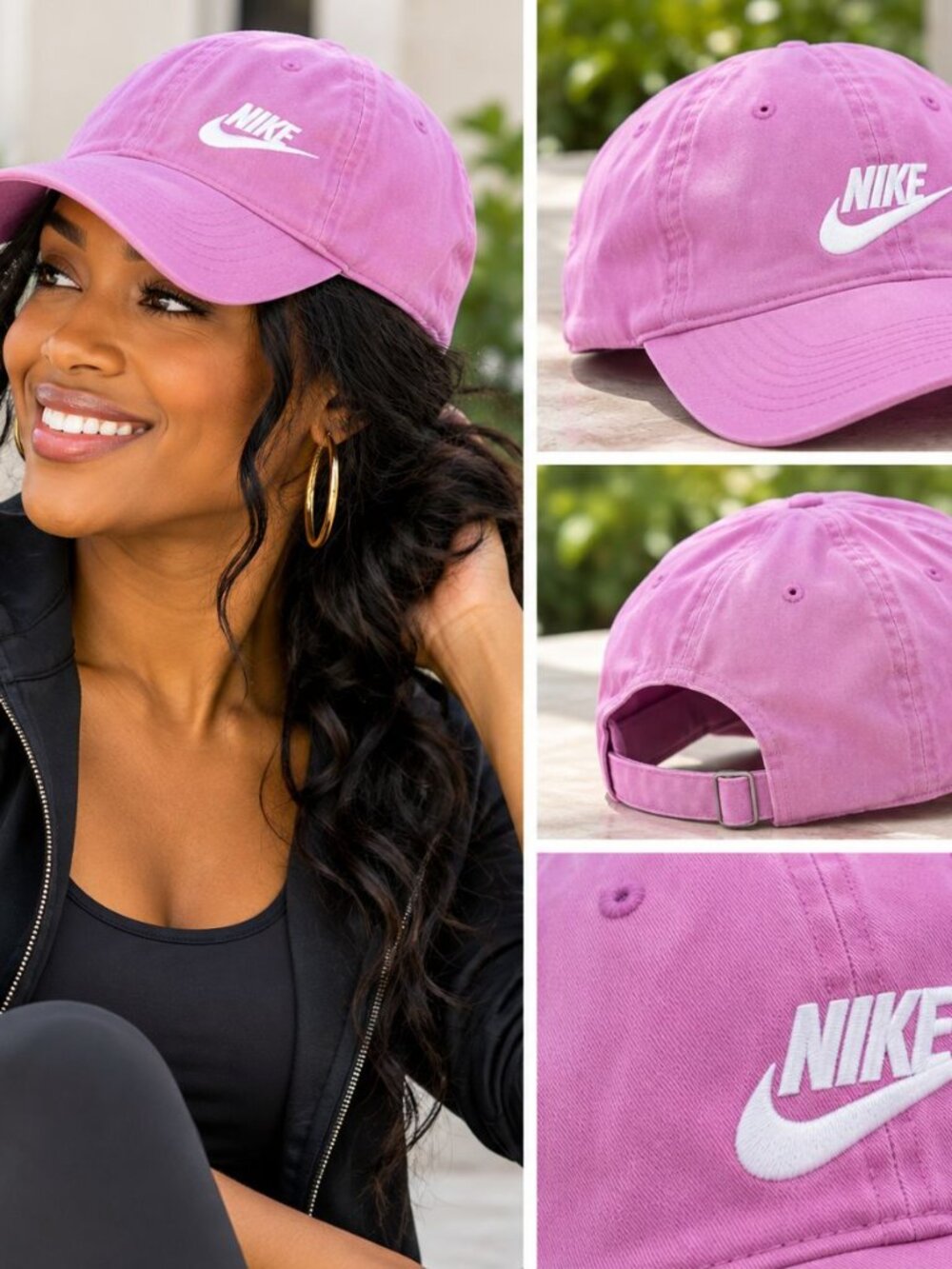Nike Pink Baseball Cap Adjustable Swoosh Logo Hat Women's Sporty Athleisure